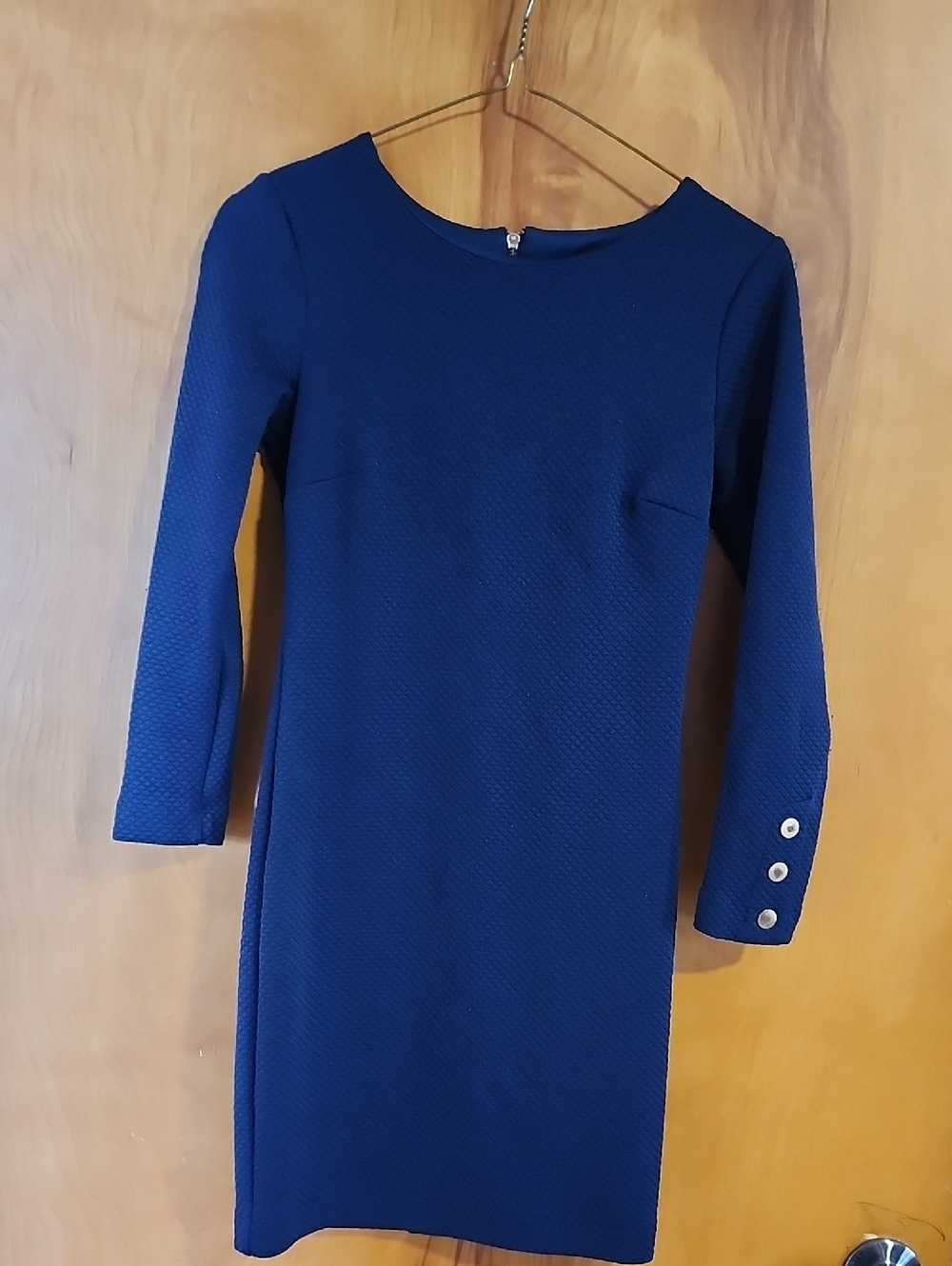 Dynamite Navy Textured Long-Sleeve Sheath Dress